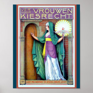 Vackra Vintagen holländska kvinnohovskopia Poster