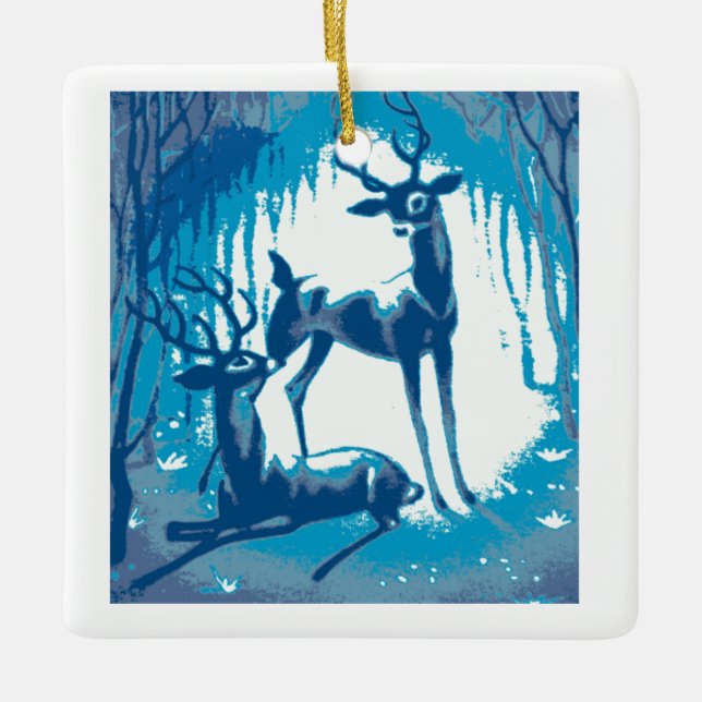 Vackra Vintagen Mid Century Reindeer Julgransprydnad Keramik (Framsida)