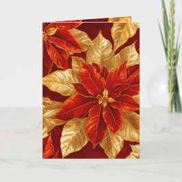Vackra Vintagen Red Guld Poinsettias jul Helgkort
