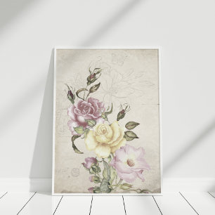 Vackra vintagen rosor poster