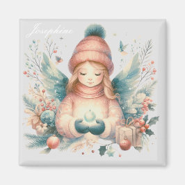 Vackra vinterängeln i nordlig natur magnet