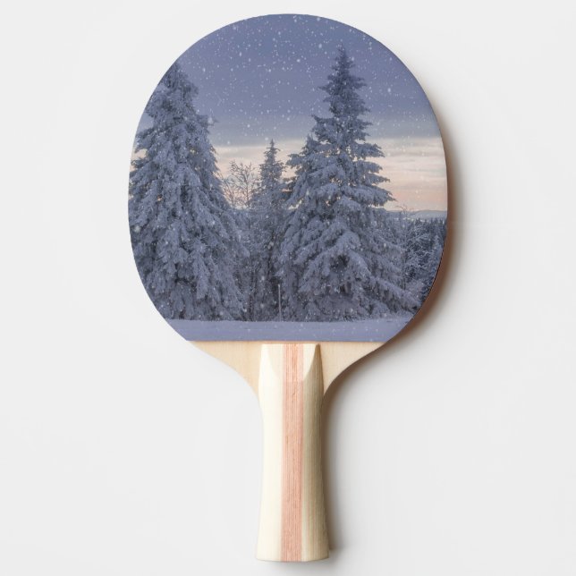 Vackra vinterlandskap när det är snowing pingisracket (Framsidan)
