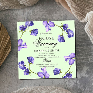 Vackra Violetta Blommiga Inflyttningspresenter Inbjudningar