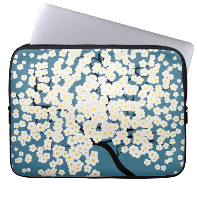 Vackra Vita Blommor Blommar Träd Konst Laptop Fodral (Framsidan)