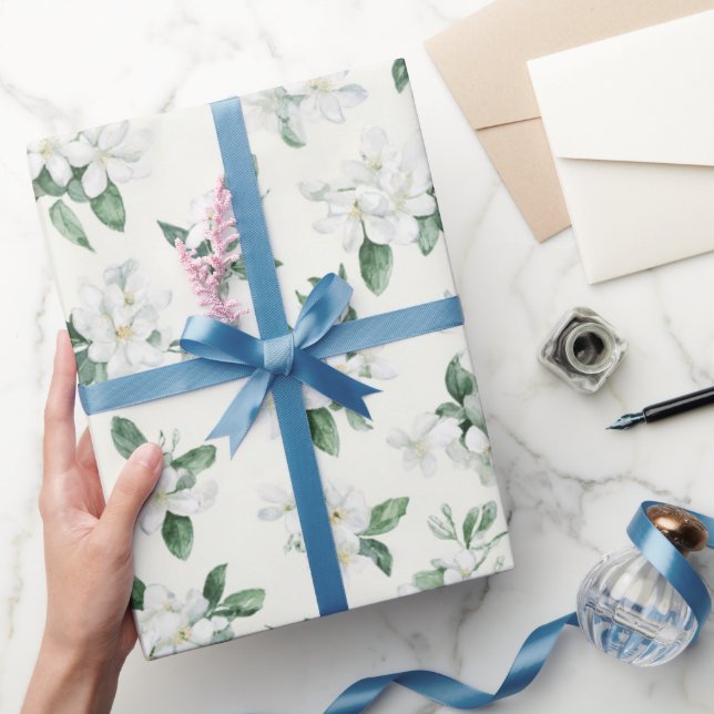 Vackra Vita Blommor Bröllopsdusch  Presentpapper (Gifting)
