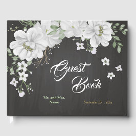 vackra vita blommor grön svart gästböcker