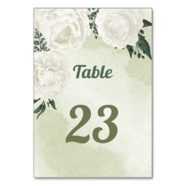 vackra vita blommor grönt löv bordsnummer