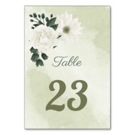 vackra vita blommor grönt löv bordsnummer