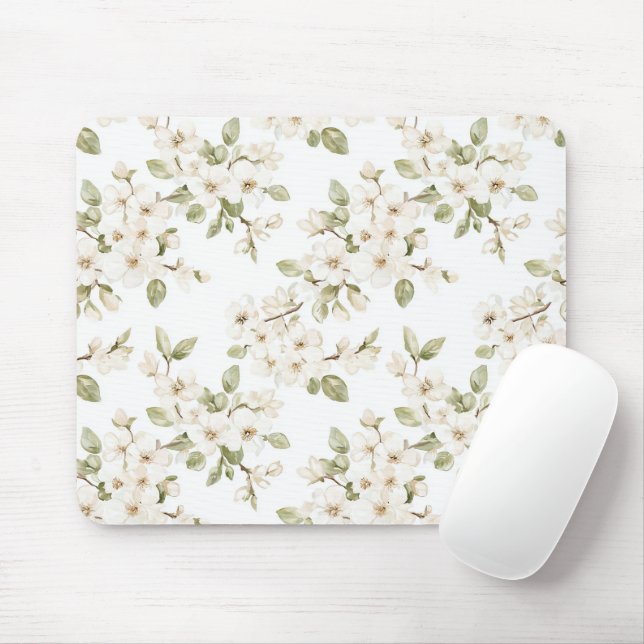 Vackra Vita Blommor Musmatta (Med mus)