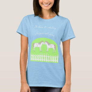 Vackra vita bröllopshästar specialdesignade t shirt