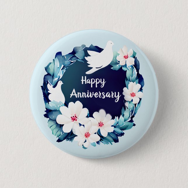 Vackra vita Dovar Blommigt Utandning Knapp (Framsida)