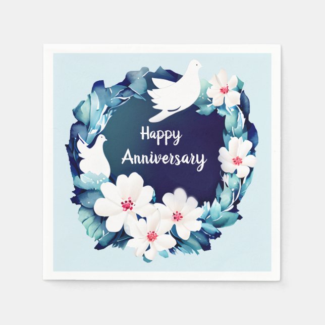 Vackra vita Dovar Blommigt Utandning Pappersservett (Framsidan)