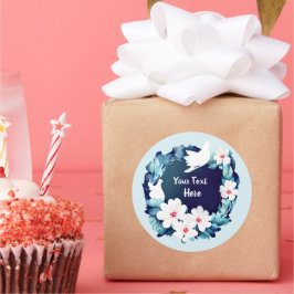 Vackra vita Dovar Blommigt Utandning Runt Klistermärke