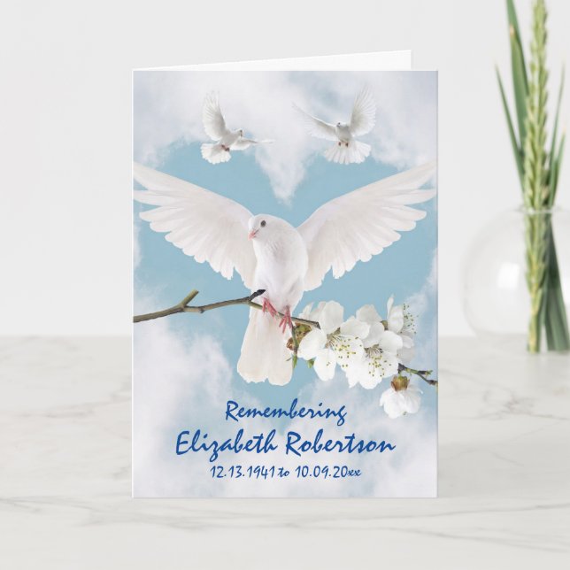 Vackra vita Dovar "Weep Not Weep" Memorial Kort (Framsida)