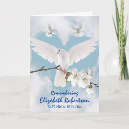 Vackra vita Dovar "Weep Not Weep" Memorial Kort