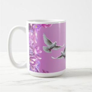 Vackra vita duvor kaffemugg
