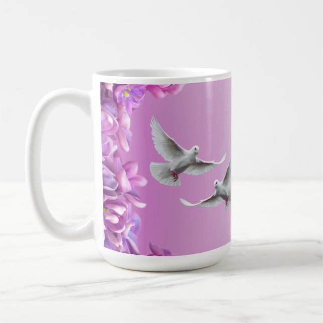 Vackra vita duvor kaffemugg (Vänster)