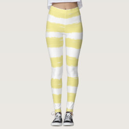 Vackra vita gula akvarellränder leggings