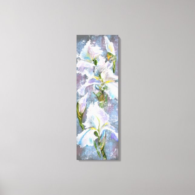 Vackra vita irisblommor - Originalmålning  Canvastryck (Framsida)