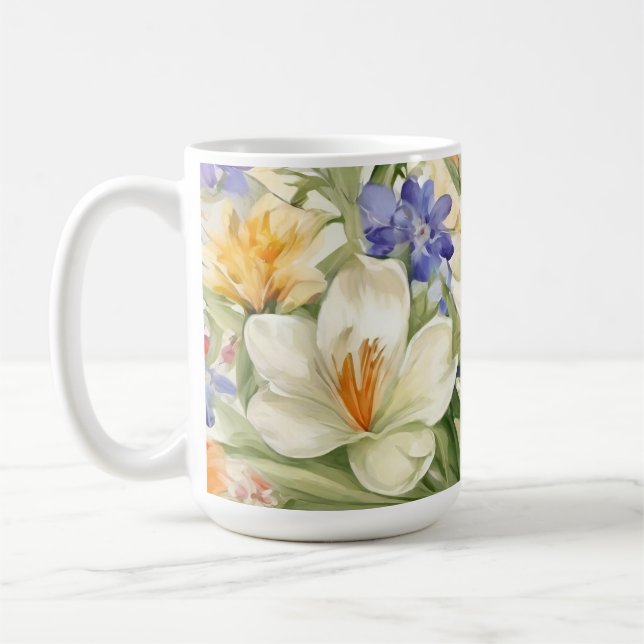 Vackra vita korkus, С olorös Vår blommor Kaffemugg (Vänster)
