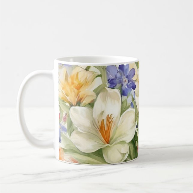 Vackra vita korkus, С olorös Vår blommor Kaffemugg (Vänster)