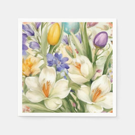 Vackra vita korkus, С olorös Vår blommor Pappersservett