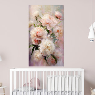 Vackra vita och rosa peonior på rosa bakgrund poster