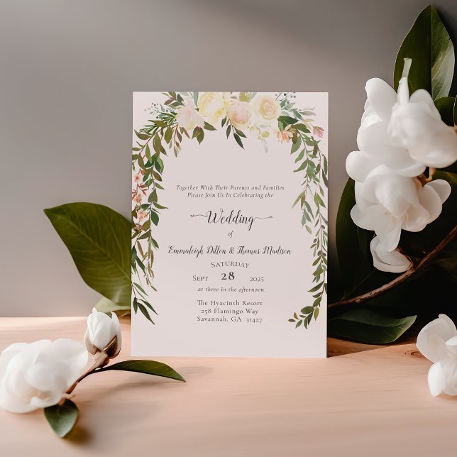 Vackra vita rosor Blommig bröllop Inbjudningar (Skapare uppladdad)