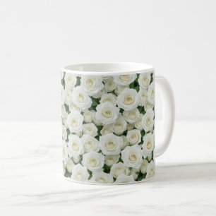 Vackra vita rosor kaffemugg