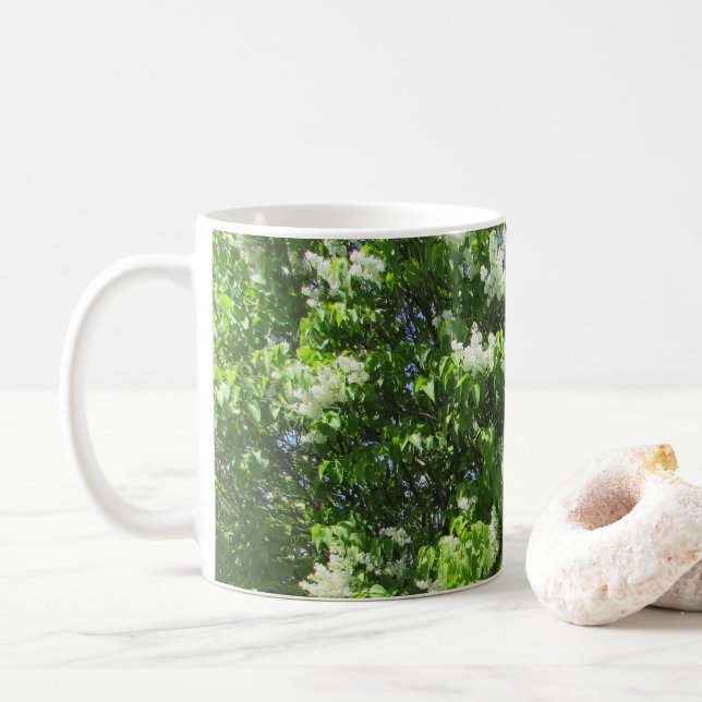 Vackra vita syrenblommor kaffemugg (Med munk)