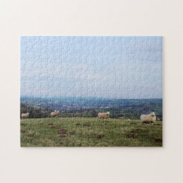 Vackra Wales Backe View Landscape Welfare Sheep Pussel