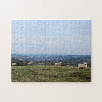 Vackra Wales Backe View Landscape Welfare Sheep Pussel