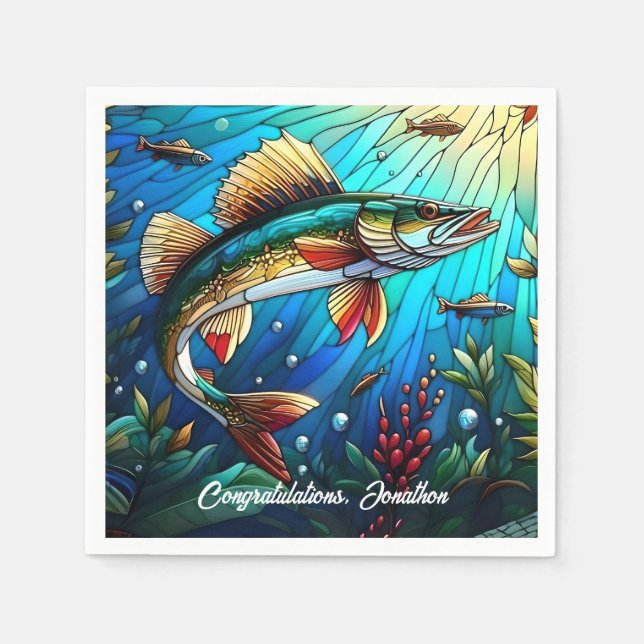 Vackra Walleye Pike i Sjö Pappersservett (Framsidan)