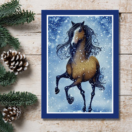 Vackra Whimsique Horse Winter Birthday Kort