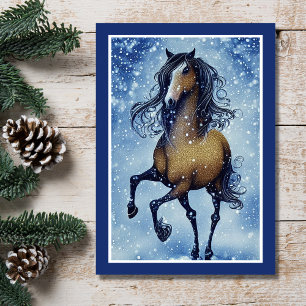 Vackra Whimsique Horse Winter Birthday Kort
