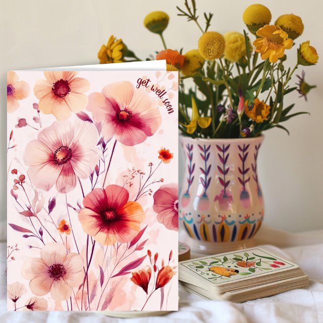 Vackra Wildblommor FÅR VÄL SOON Kort (Beautiful Wildflowers Flowers GET WELL SOON Card
)