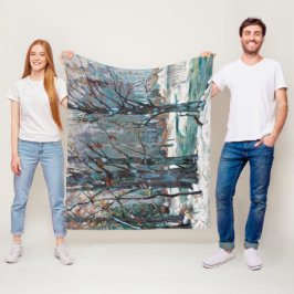 Vackra Winter Snö Scene med Blues and Grays Fleecefilt