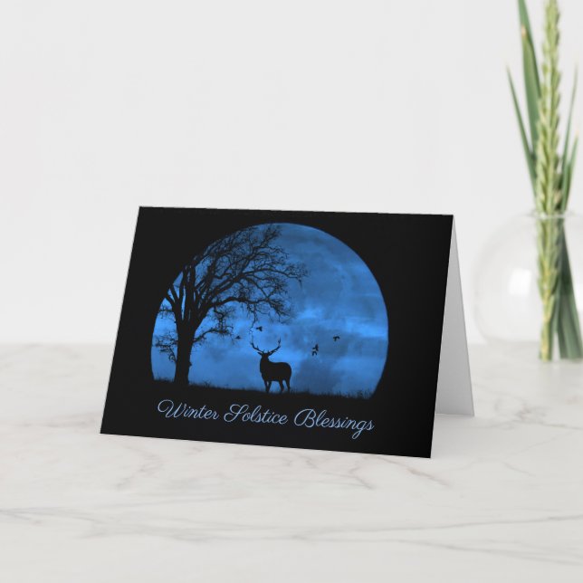Vackra Winter Solstice Blessings med Elk Kort (Framsida)