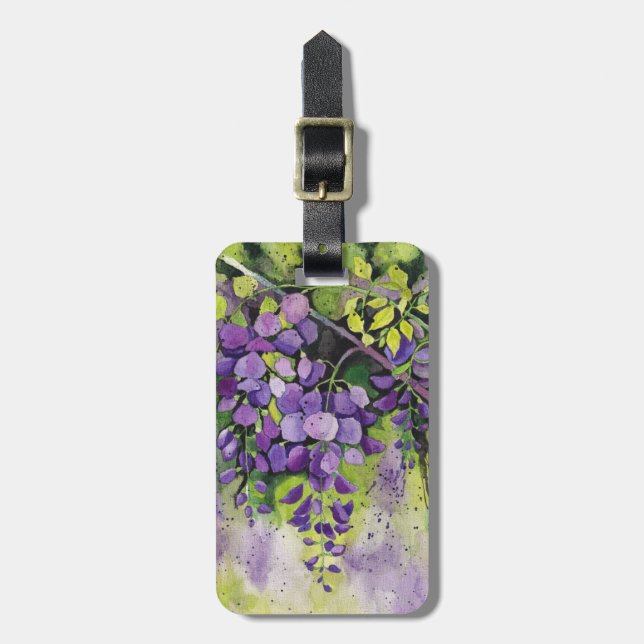 Vackra Wisteria Flowers i vattenfärg Bagagebricka (Vertikal Framsida)