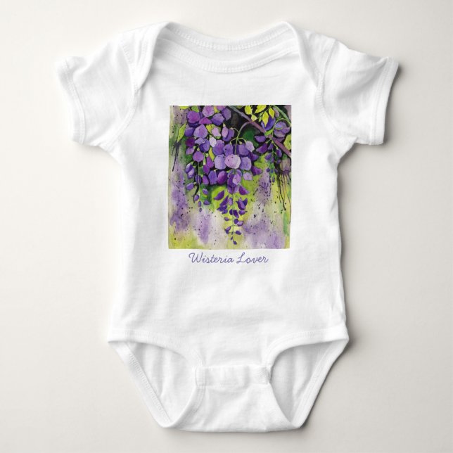 Vackra Wisteria Flowers i vattenfärg T Shirt (Framsida)