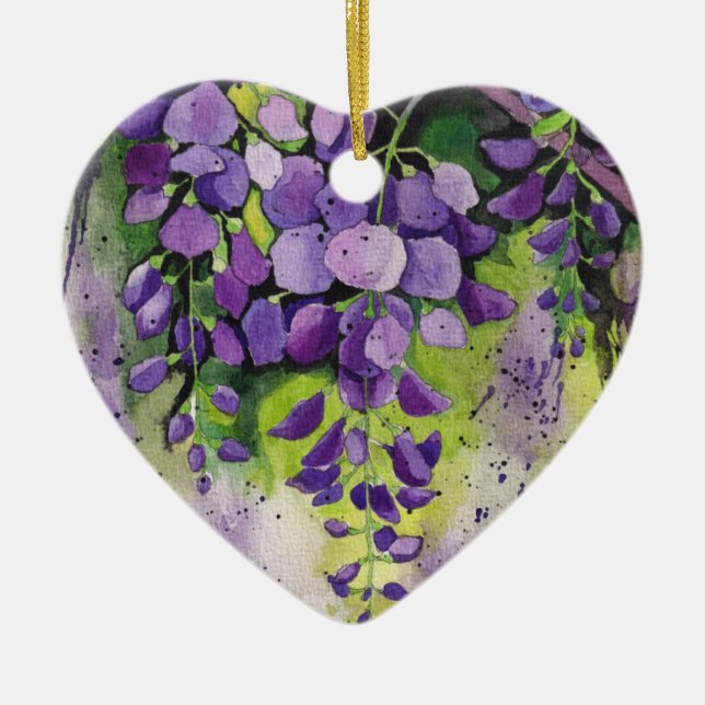 Vackra Wisteria Flowers in Watercolor Ceramic T Julgransprydnad Keramik (Framsidan)