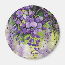 Vackra Wisteria Flowers in Watercolor Magnet