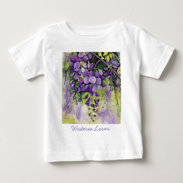 Vackra Wisteria Flowers in Watercolor T-Shirt (Framsida)