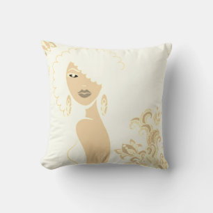 Vackra Woman Beige och Brown 2 Sided Pillow Kudde