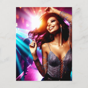 Vackra Woman Dancing i NightClub Digital Art Vykort