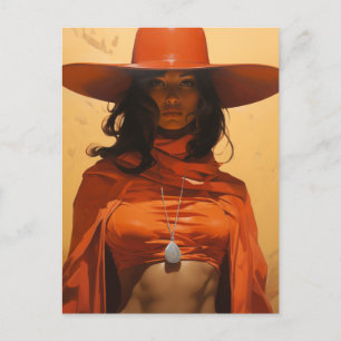 Vackra Woman i Orange Vykort