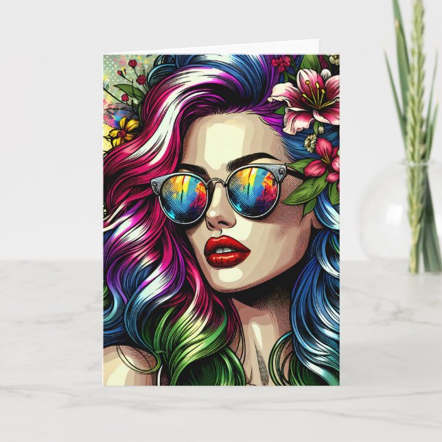 Vackra Woman i staden Kort (Framsida)