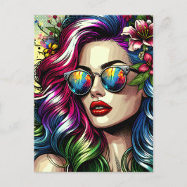 Vackra Woman i staden Vykort