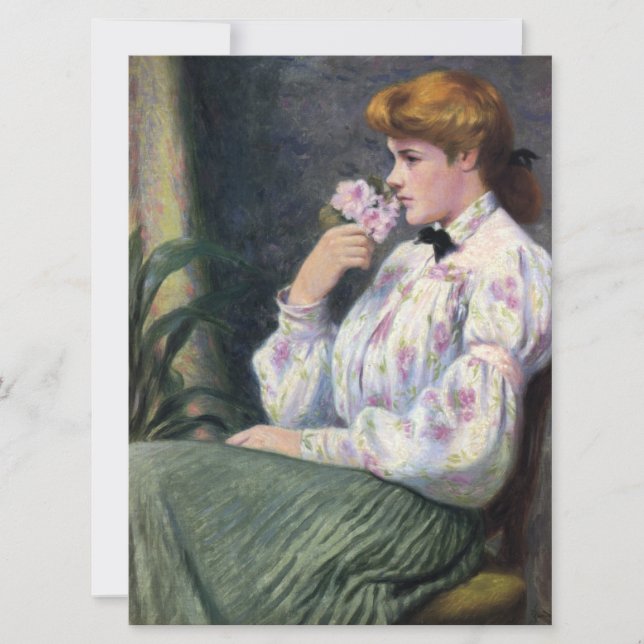 Vackra Woman Smelling Flowers' Scent (Reverie) Kort (Framsida)