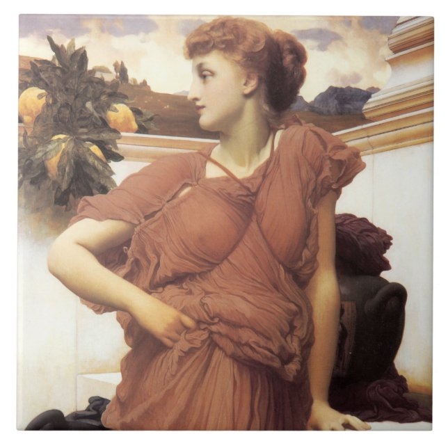 Vackra Woman vid Fontän Kakelplatta (Framsidan)